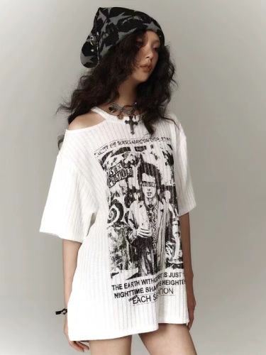 American printed T-shirt short-sleeved sweater tops for women summer new style