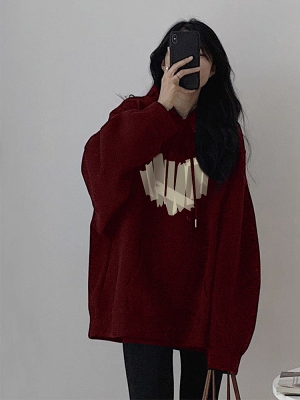 American street hip-hop character print spring and autumn ins trendy casual versatile loose top