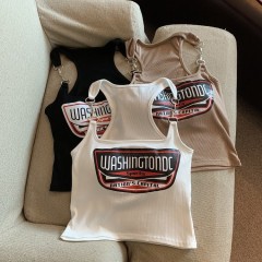 Real photos and real prices for summer versatile hot girl chain printed vest suspenders