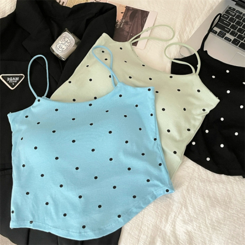 Actual price ~ Polka-dot French high-end small camisole for outer wear and design with breast pads for inner wear