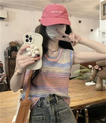 Design sense niche knitted small camisole worn outside pure desire American bottoming top worn inside