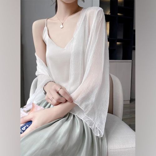 Sun protection blouse for women, thin tulle shawl, summer matching suspender skirt, cardigan, cheongsam, chiffon waistcoat