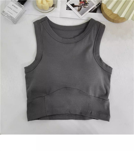 Sports beautiful back camisole women's spring 2024 new slim fit short top with chest pad for outer wear