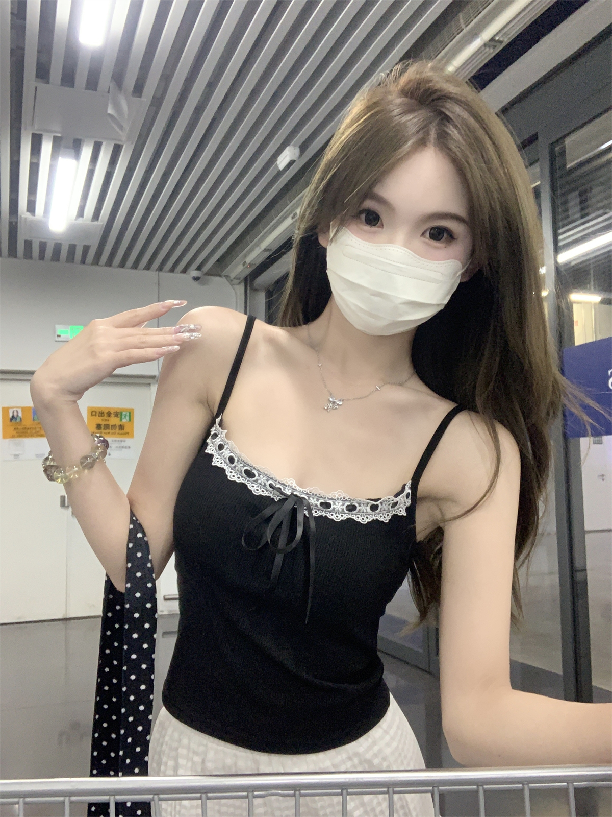 實拍 夏季韓版修身純欲蕾絲邊系帶含胸墊吊帶內搭背心上衣女