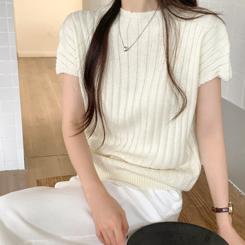 Real shot of plus size women's fat mm mid-length sleeveless knitted Korean style solid color simple casual small turtleneck pullover sweater