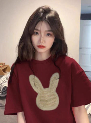 Summer ins new 100% combed cotton loose large size Korean version student versatile bf short-sleeved T-shirt women's clothing