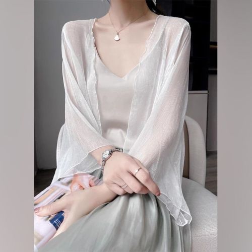 Sun protection blouse for women, thin tulle shawl, summer matching suspender skirt, cardigan, cheongsam, chiffon waistcoat