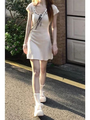 New Year Design Korean Style Casual Slim Dress Women's Mid-Length Versatile Top