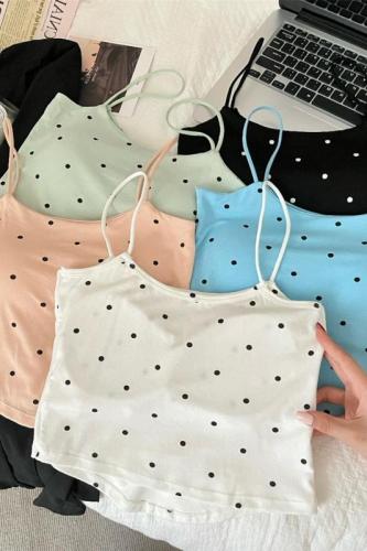 Actual price ~ Polka-dot French high-end small camisole for outer wear and design with breast pads for inner wear