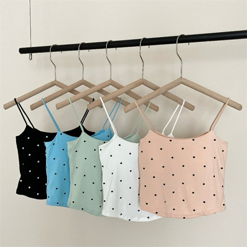 Actual price ~ Polka-dot French high-end small camisole for outer wear and design with breast pads for inner wear