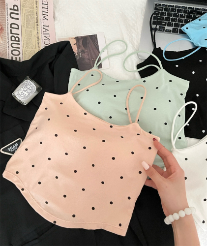 Actual price ~ Polka-dot French high-end small camisole for outer wear and design with breast pads for inner wear