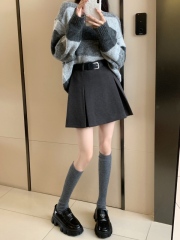 Actual shot ~ real price American retro hottie A-line skirt for women new high-waisted woolen hip skirt short skirt for women
