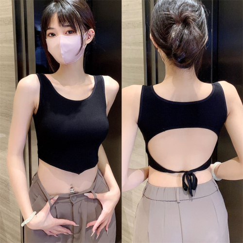 White camisole women's suit worn inside 2024 new black knitted bottoming shirt worn outside summer top