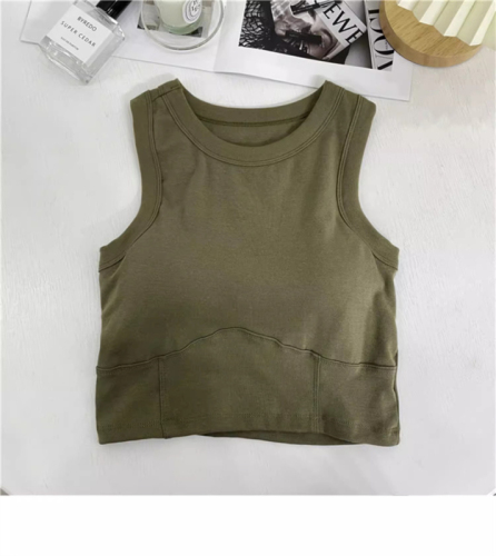 Sports beautiful back camisole women's spring 2024 new slim fit short top with chest pad for outer wear