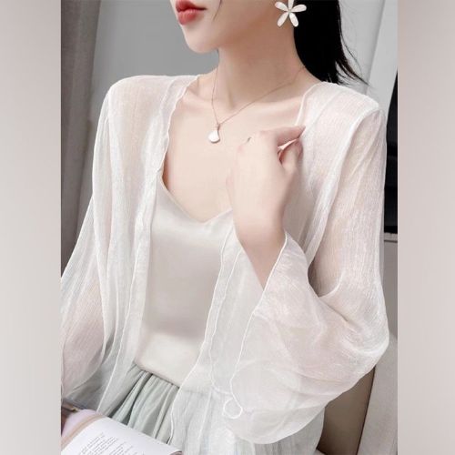 Sun protection blouse for women, thin tulle shawl, summer matching suspender skirt, cardigan, cheongsam, chiffon waistcoat