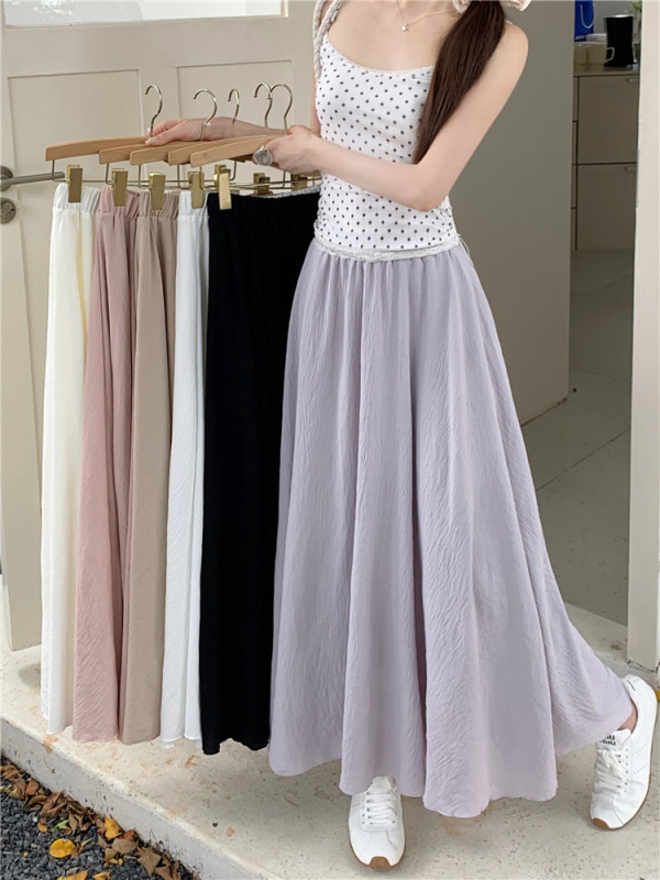 Real shot of large size gentle style A-line skirt for women with high waist and slimming, large swing skirt for fat girls with pear-shaped figure, white skirt