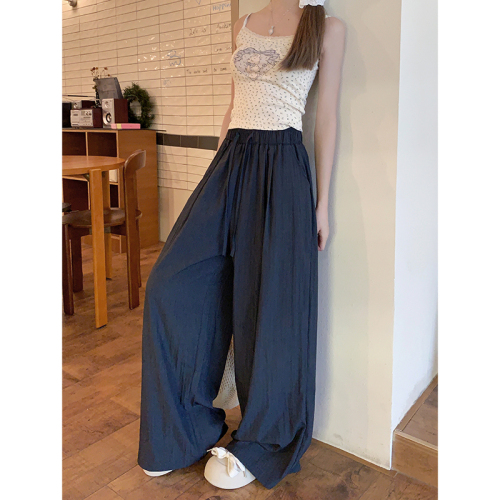 Real shot!  2024 New Elastic Waist Draping Fashionable Textured Pleat Casual Pants Slim Floor-length Loose Pants for Women