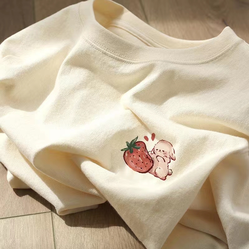Official picture of spring and summer short-sleeved printed T-shirts. Four fabrics to choose from. Pure cotton. Covered back collar. Douyin quality.