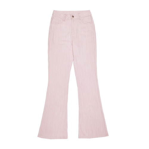 Actual shot of cherry blossom pink high-waisted non-elastic loose fit super nice boot-cut trousers with extended length