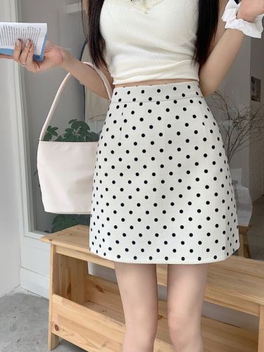 Summer new polka-dot skirt for women with hip-hugging high-waisted A-line sweet retro slim skirt