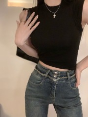 Actual shot and real price Simple and versatile casual T-shirt all-in-one breast-collecting solid color bottoming top