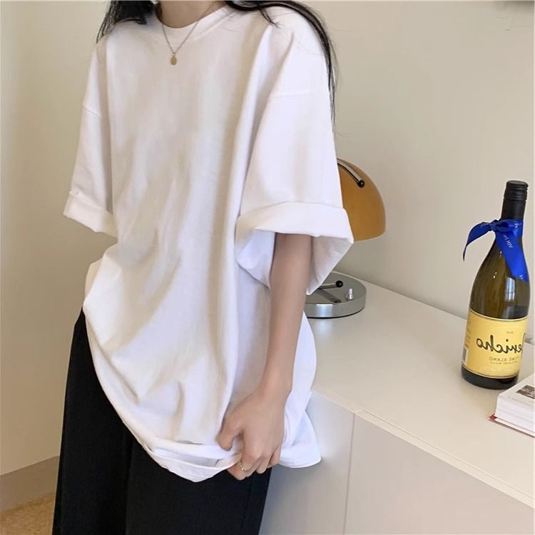 Douyin's popular 200g back pack spring and summer new style pure cotton large size short-sleeved T-shirt for women