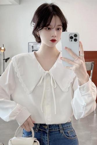 Baby doll collar design niche white bottoming shirt 2 new style shirt tops for women