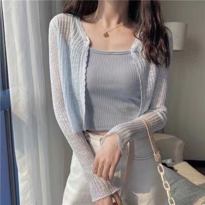 Xiaoxiangfeng knitted cardigan thin women's spring and autumn ice silk loose outer sun protection jacket summer top long sleeve