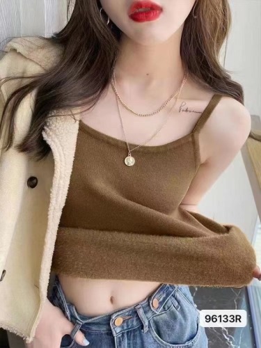 Wu 77 same style velvet camisole women's winter warm covering breasts suit bottoming top