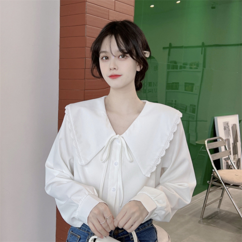 Baby doll collar design niche white bottoming shirt 2 new style shirt tops for women