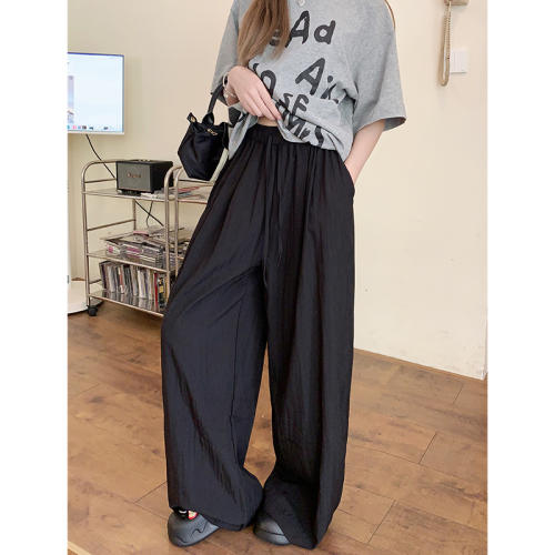 Real shot!  2024 New Elastic Waist Draping Fashionable Textured Pleat Casual Pants Slim Floor-length Loose Pants for Women