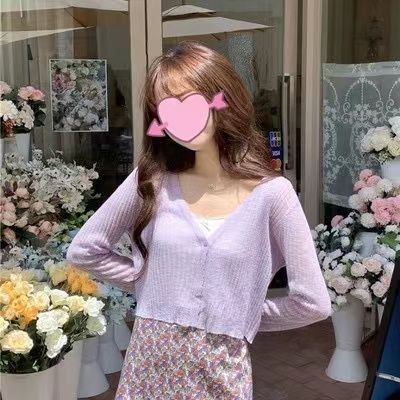 Xiaoxiangfeng knitted cardigan thin women's spring and autumn ice silk loose outer sun protection jacket summer top long sleeve