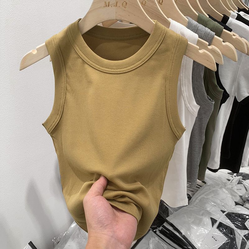 Real shots of European and American threaded knitted camisole women's inner wear summer design outer wear pure desire sweet and spicy sleeveless top