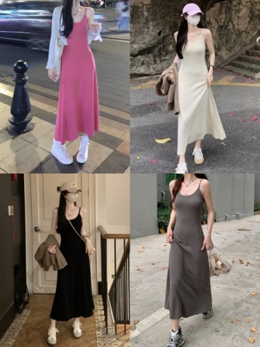 Actual price and real shot ~ Spring and summer new style ~ Gentle style suspender skirt knitted women's beautiful dress waist long skirt