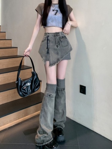 Real shot ~ Retro denim skirt for women 2024 new summer style hot girl short skirt leg cover two-piece suit