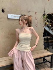 New summer clothes for sexy hot girls to wear short slim fit tube top strapless vest women's bottoming shirt
