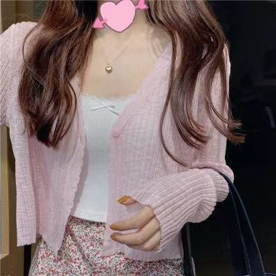 Xiaoxiangfeng knitted cardigan thin women's spring and autumn ice silk loose outer sun protection jacket summer top long sleeve