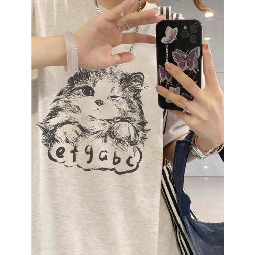 High quality pure cotton 220g combed tightly and feels good live quality front printed short sleeve t-shirt for women