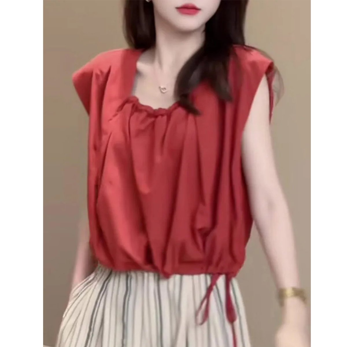 Quality Inspection Official Picture Advanced Design Sleeveless Vest Women's 2024 Summer New Style Loose Slim Temperament Versatile Short Sleeve Women