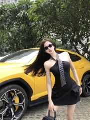 Real shot of black tube top dress for hot girls, one shoulder short skirt