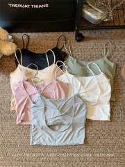 Real shot ~ Hot girl with breast padded vest and suspender belt for women to wear inside and outside in summer, ice silk short top