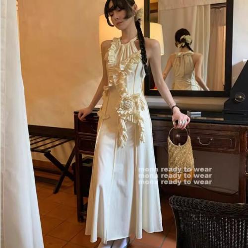 MONA rose design chic and beautiful off-shoulder elegant lady dress long skirt 2024 new style