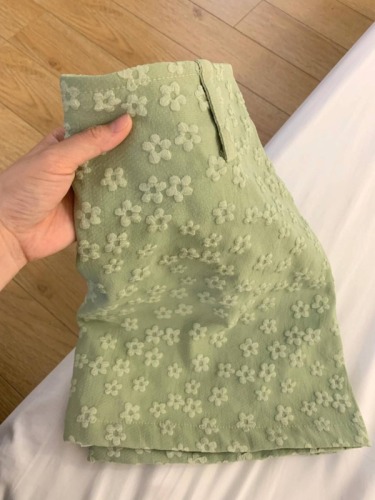 Sweet hot girl three-dimensional small flower mint green skirt for women summer high-end temperament retro slim short skirt