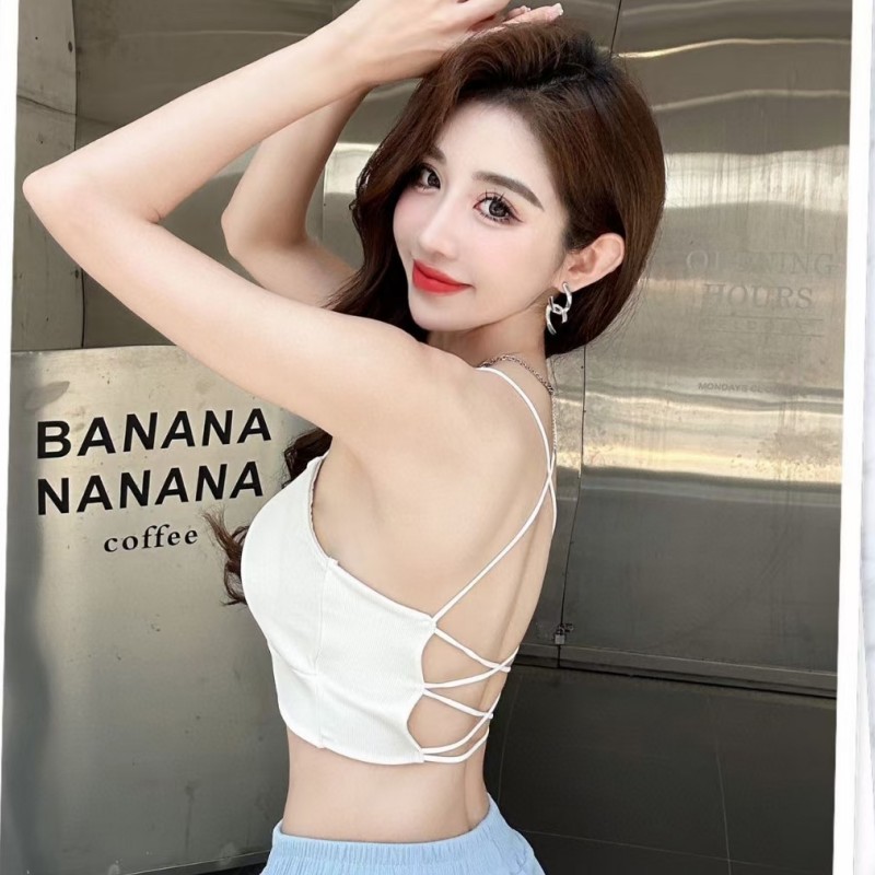~Summer Ice Silk Suspender Beautiful Backless Sleeveless Top