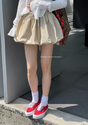 Retro tutu skirt drawstring bud skirt high waist slim skirt elastic waist skirt