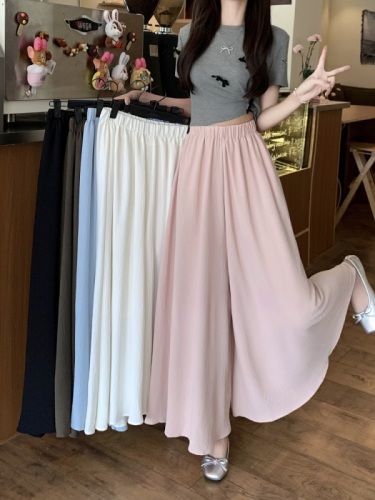 Actual price, real shot, large size summer loose wide-leg umbrella skirt, casual pants and half-length culottes