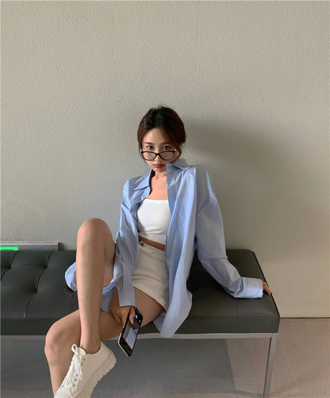 Shirt Jacket Women's Spring and Autumn Long Sleeve Shirt New White Loose Korean Style Versatile Casual Outer Top