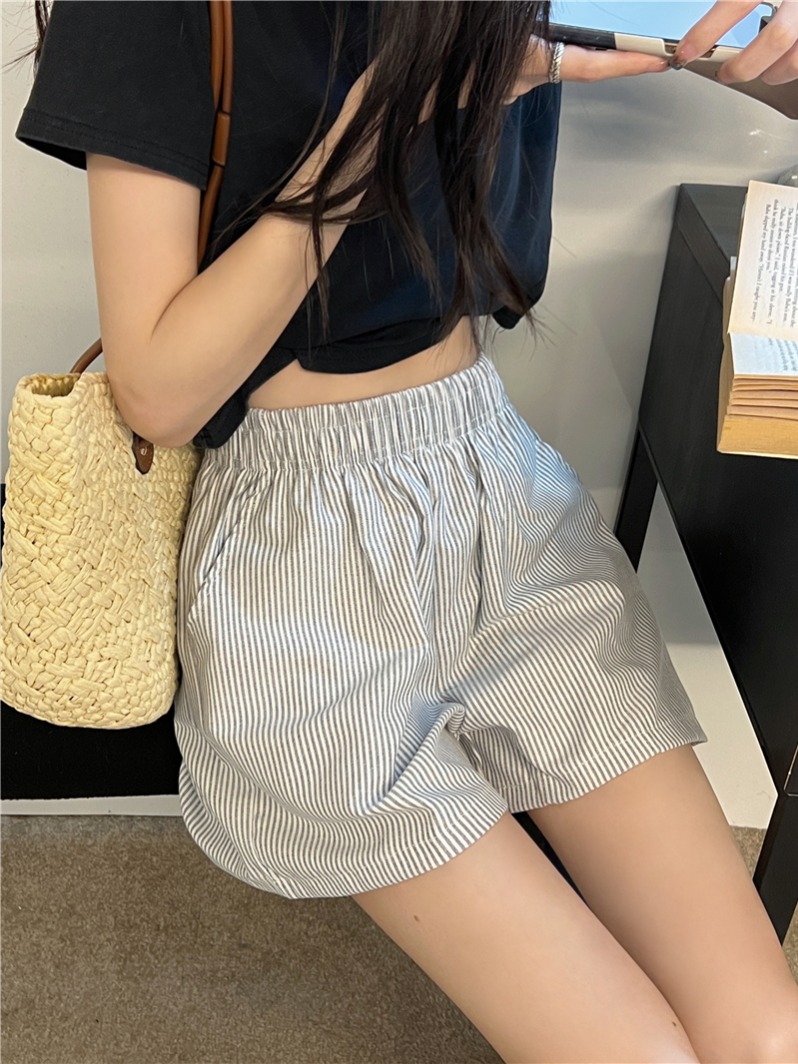 Real shot, real new summer casual wide-leg striped shorts