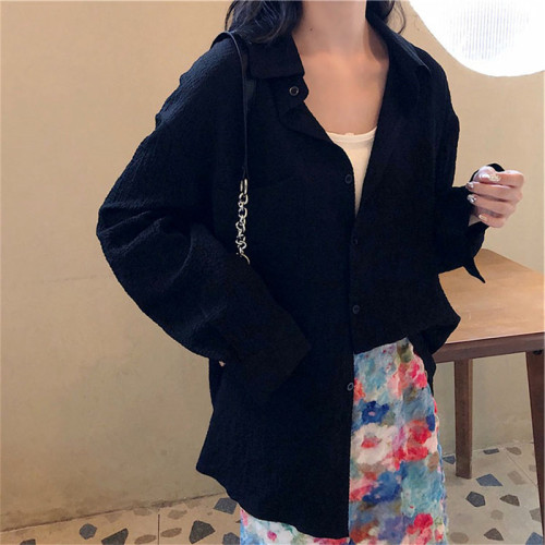 Shirt New Early Autumn Chic Design Niche Cold Style Long Sleeve Hong Kong Style Spring and Autumn Temperament Top for Women