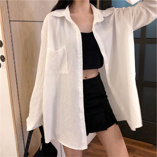 Shirt New Early Autumn Chic Design Niche Cold Style Long Sleeve Hong Kong Style Spring and Autumn Temperament Top for Women